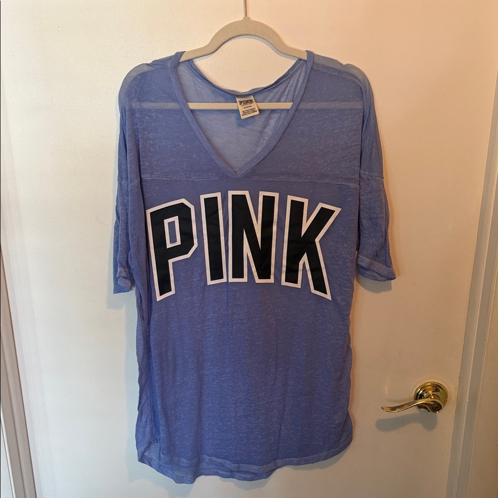Victoria's Secret PINK Light Blue V-Neck Tee